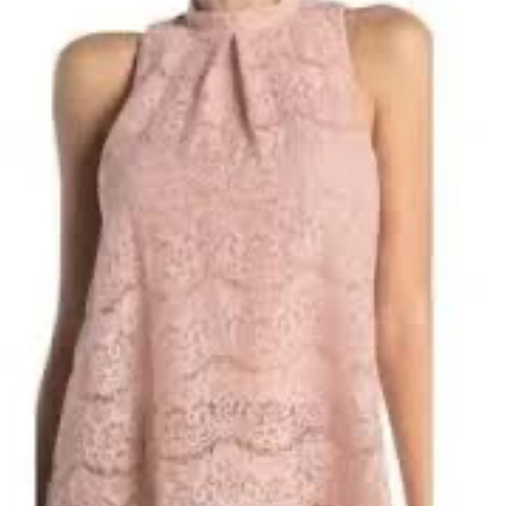 love, Fire Pink Lace Sleeveless Top